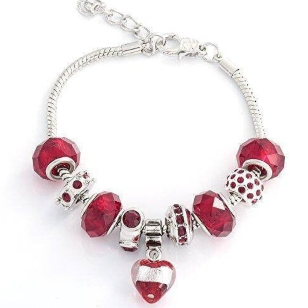 Cate & Chloe Aphrodite "Love" Charm Bracelets (Deep Red)  New